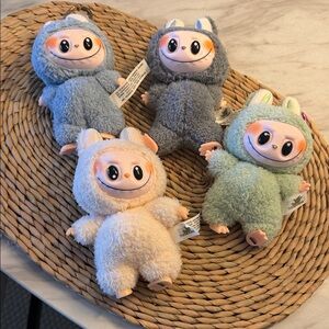 Popmart Labubu monsters rabbit  keychain light Gray, dark gray Cream, Green used